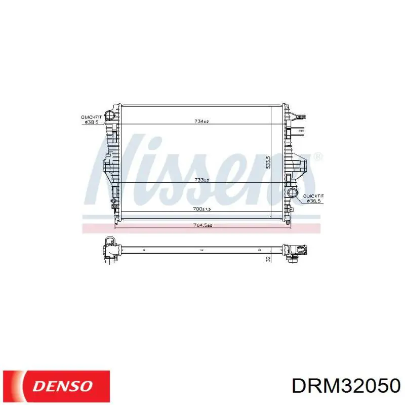 Купити DRM32050 Denso Радіатор двигуна