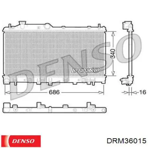 Купити DRM36015 Denso Радіатор двигуна
