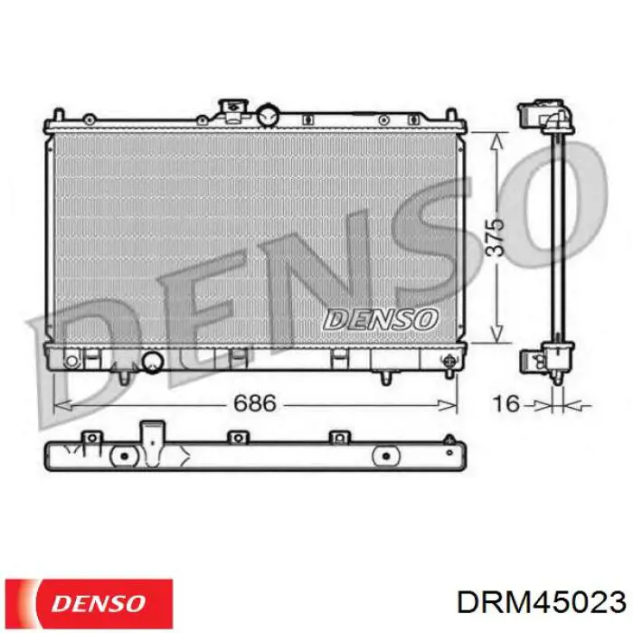 DRM45023 Denso радіатор охолодження двигуна
