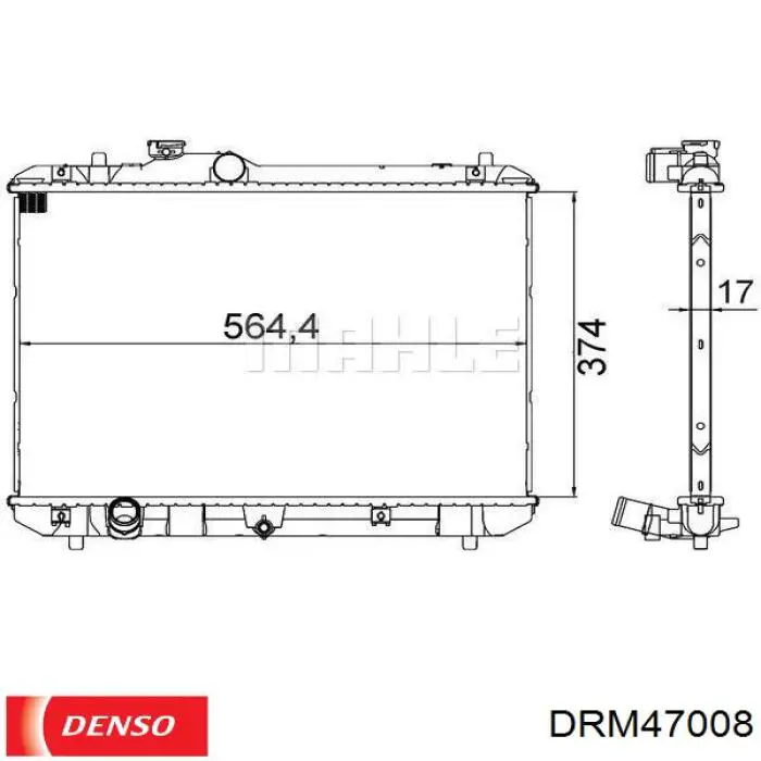 Купити DRM47008 Denso Радіатор двигуна