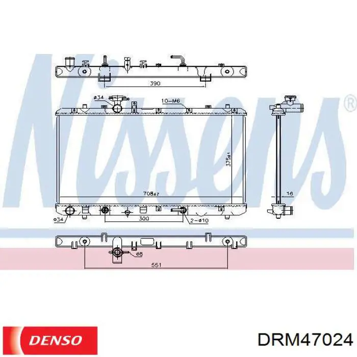 Купити DRM47024 Denso Радіатор двигуна