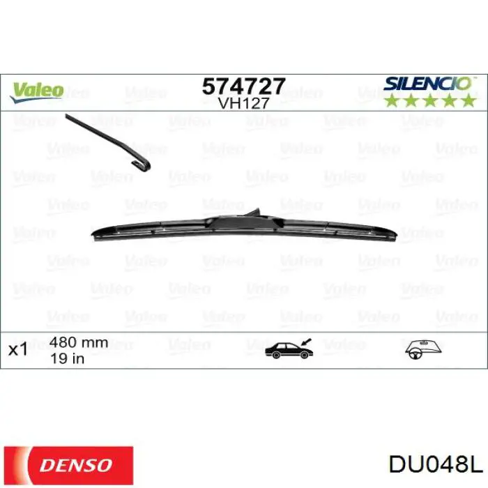 Щітка-двірник лобового скла, пасажирська Denso DU048L ціна, від 16.95 USD