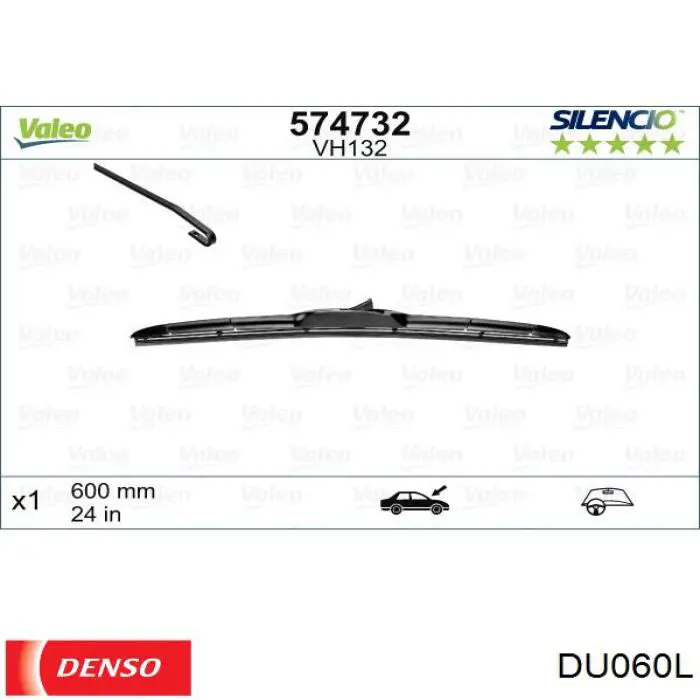 DU060L Denso щітка-двірник лобового скла, водійська