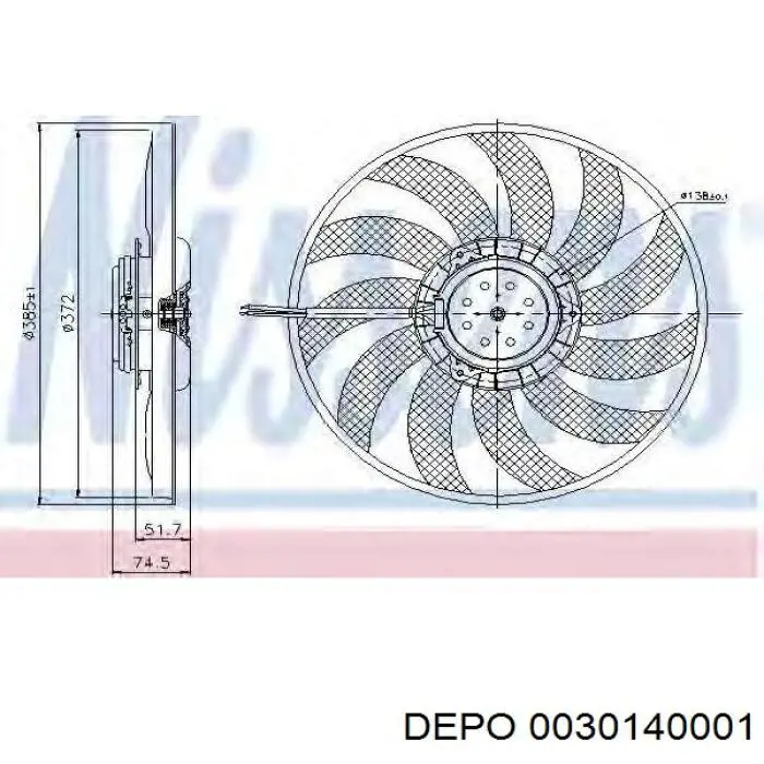 0030140001 Depo/Loro електровентилятор охолодження в зборі (двигун + крильчатка)