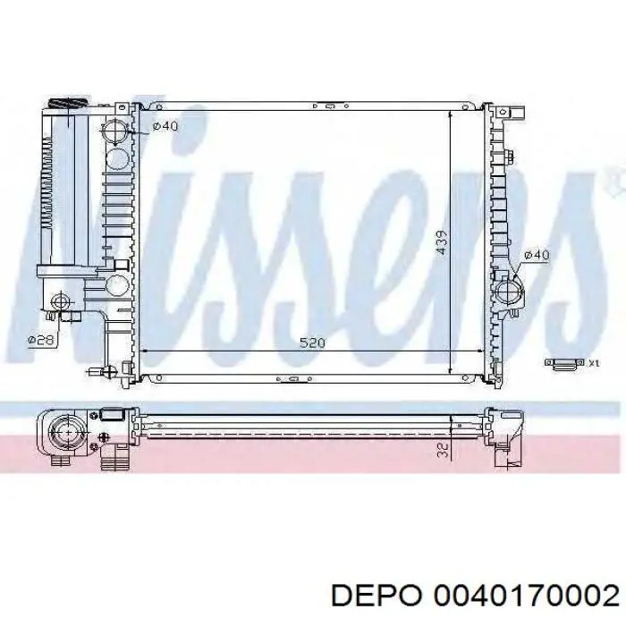 Радіатор 0040170002 Depo/Loro/Abakus