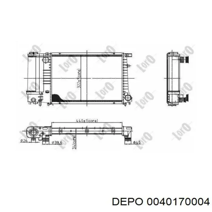 Радіатор основний Depo/Loro/Abakus 0040170004 ціна, від 71.24 USD