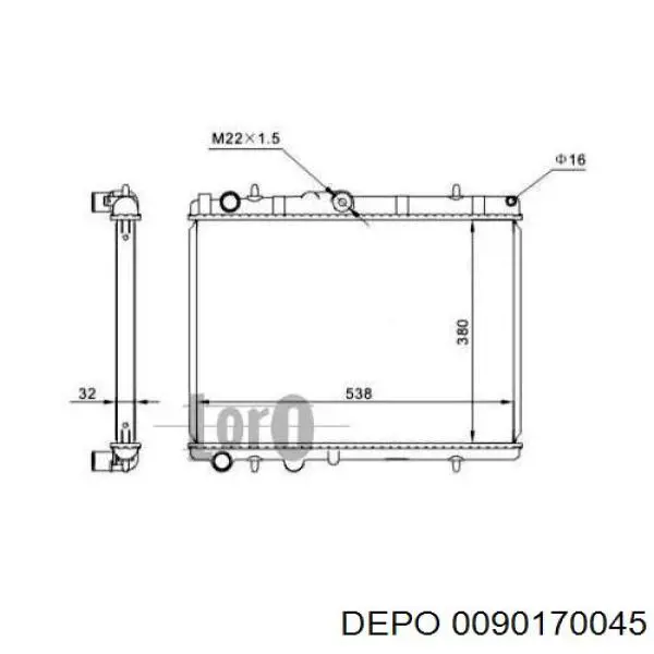 Радіатор охолодження двигуна 0090170045 Depo/Loro