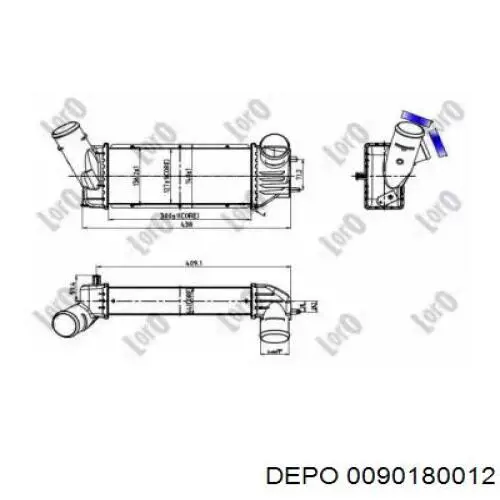 Радіатор интеркуллера 0090180012 Depo/Loro