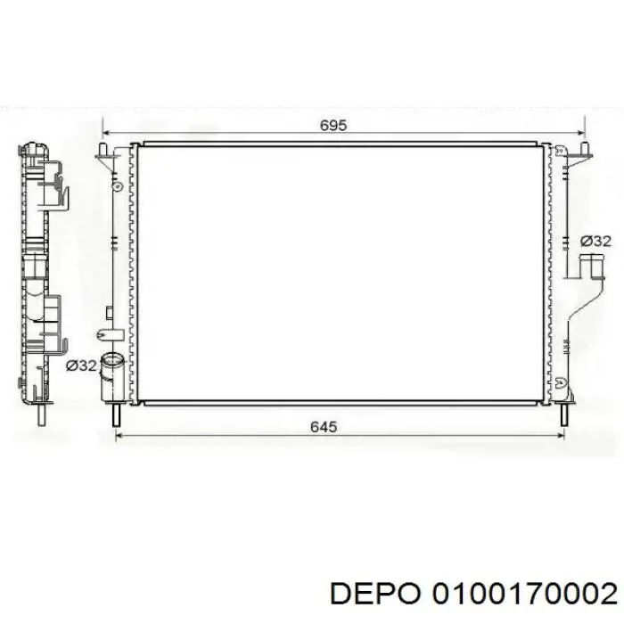 Радіатор основний Depo/Loro/Abakus 0100170002 ціна, від 50.81 USD