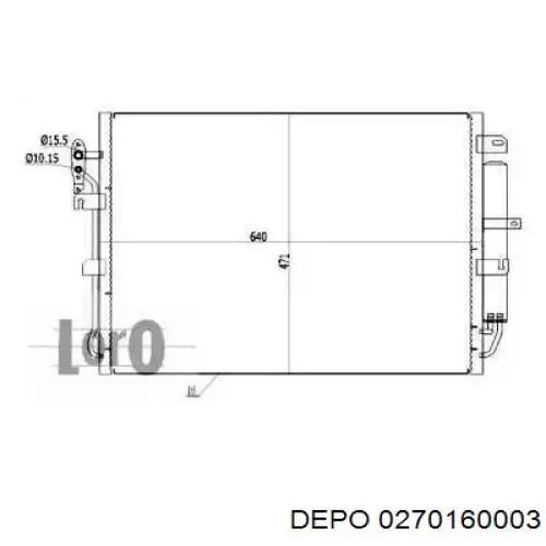 Радіатор кондиціонера 0270160003 Depo/Loro/Abakus