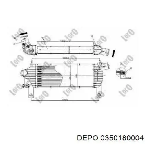 Радіатор интеркуллера 0350180004 Depo/Loro