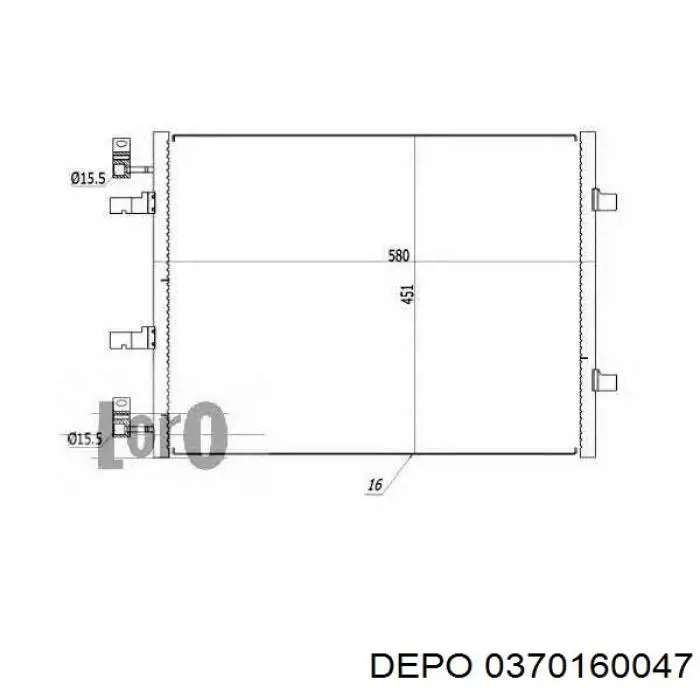 Радіатор кондиціонера 0370160047 Depo/Loro