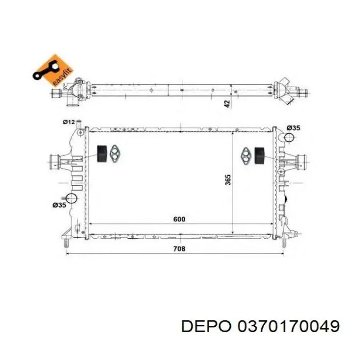 Купити 0370170049 Depo/Loro/Abakus Радіатор двигуна