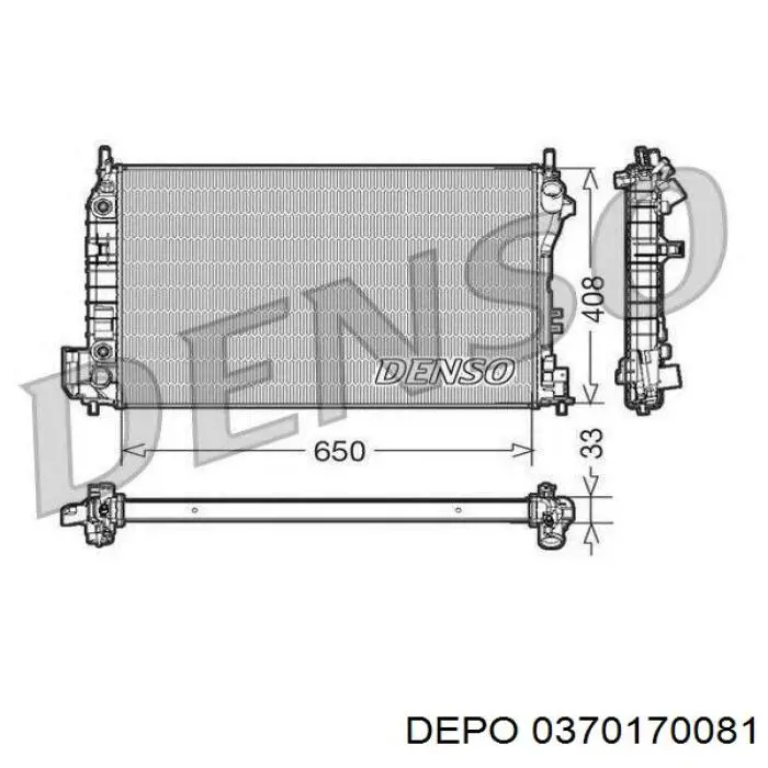 Радіатор охолодження двигуна 0370170081 Depo/Loro