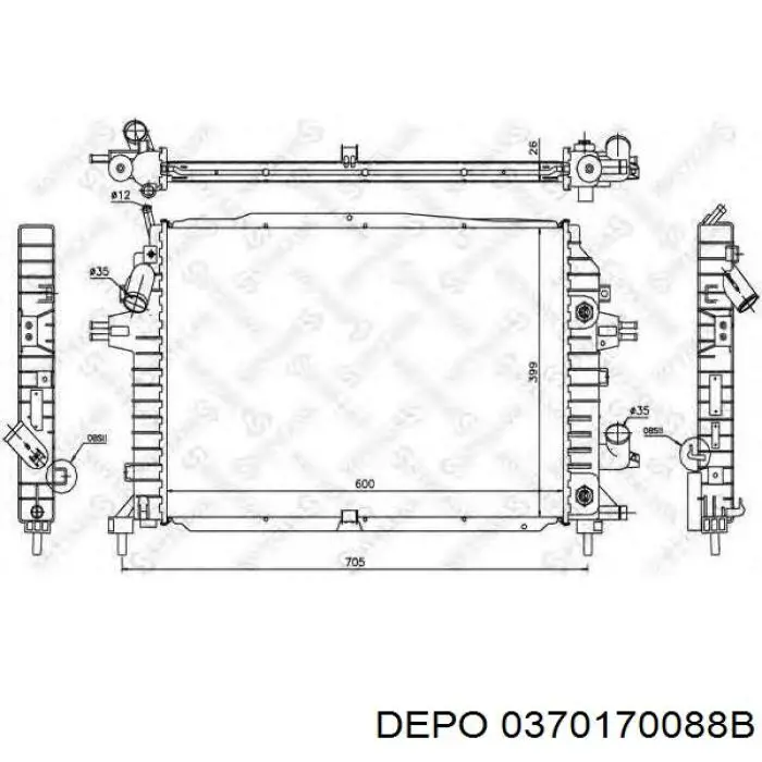 Радіатор 0370170088B Depo/Loro/Abakus