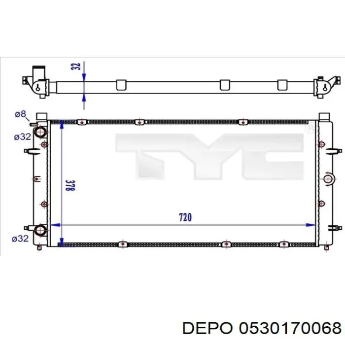 Радіатор охолодження двигуна 0530170068 Depo/Loro