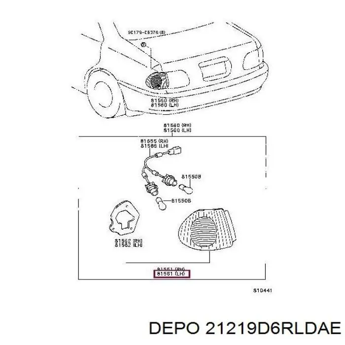 Ліхтар задній правий 815511E070 Toyota