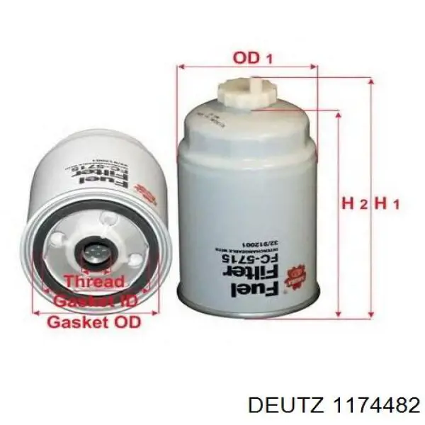 Фільтр тонкого очищення палива Deutz 1174482 ціна, від 10.57 USD