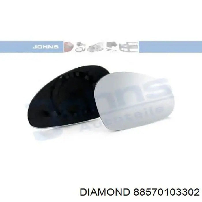 Дзеркальний елемент дзеркала заднього виду, правого 88570103302 Diamond/DPA