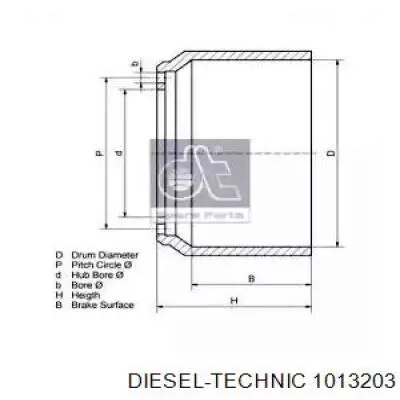 Барабан гальмівний задній 1013203 Diesel Technic