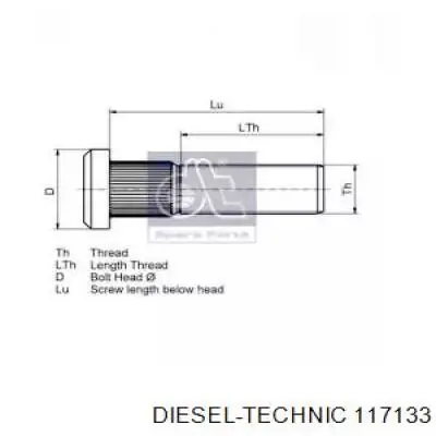 Шпилька колісна, задня Diesel Technic 117133 ціна, від 7.35 USD
