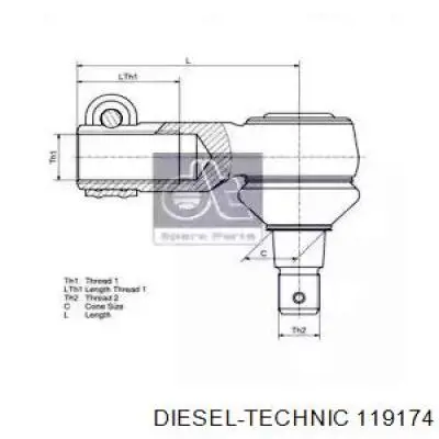 Наконечник рульовий Diesel Technic 119174 ціна, від 10.11 USD