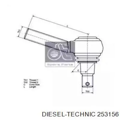 253156 Diesel Technic накінечник рульової тяги, зовнішній