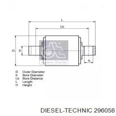 Сайлентблок реактивної тяги, задній 296058 Diesel Technic