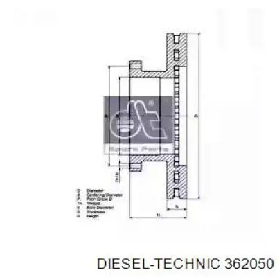 362050 Diesel Technic Диск тормозной передний (Диаметр 432 мм)