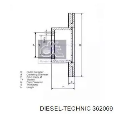 362069 Diesel Technic диск гальмівний передній