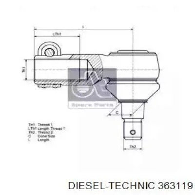 Накінечник поздовжньої рульової тяги Diesel Technic 363119 ціна, від 31.90 USD