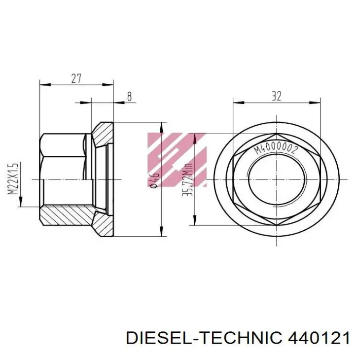 Гайка кріплення колеса Diesel Technic 440121 ціна, від 2.33 USD