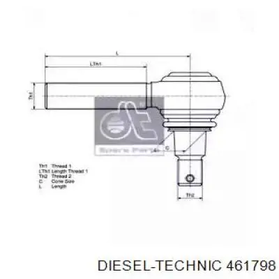 Накінечник поперечної рульової тяги 461798 Diesel Technic