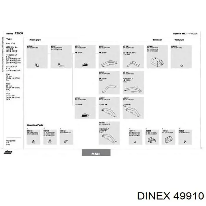 Купити 49910 Dinex Подушка глушника
