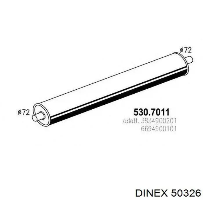 Глушник, середня і задня частина Dinex 50326 ціна, від 96.07 USD