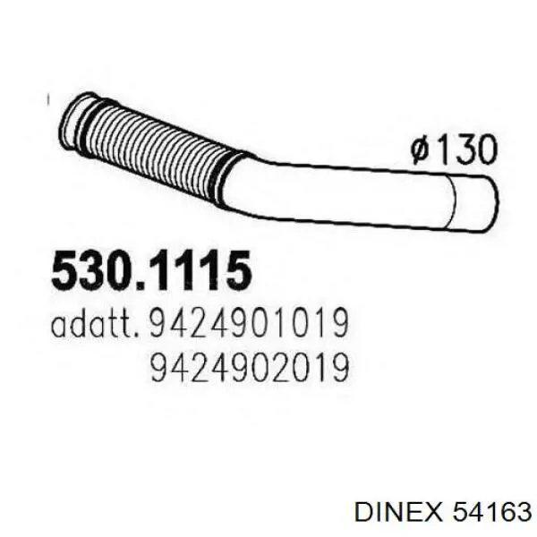 54163 Dinex Труба приймальна (штани) глушника, передня