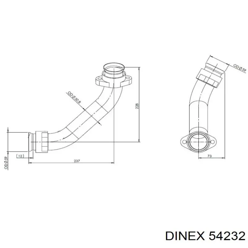54232 Dinex Труба приймальна (штани) глушника, передня