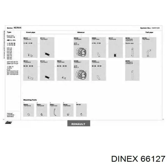 Труба приймальна (штани) глушника, передня Dinex 66127 ціна, від 40.51 USD