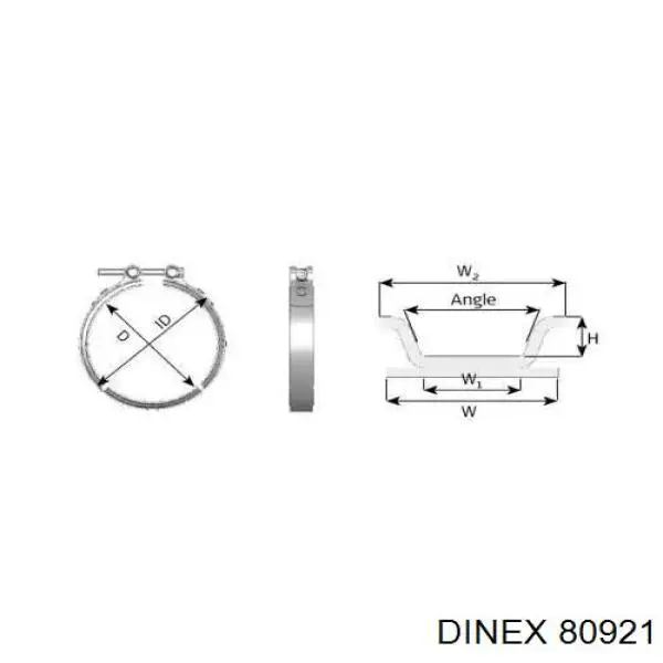 Купити 80921 Dinex Зєднувальний хомут випускного колектора