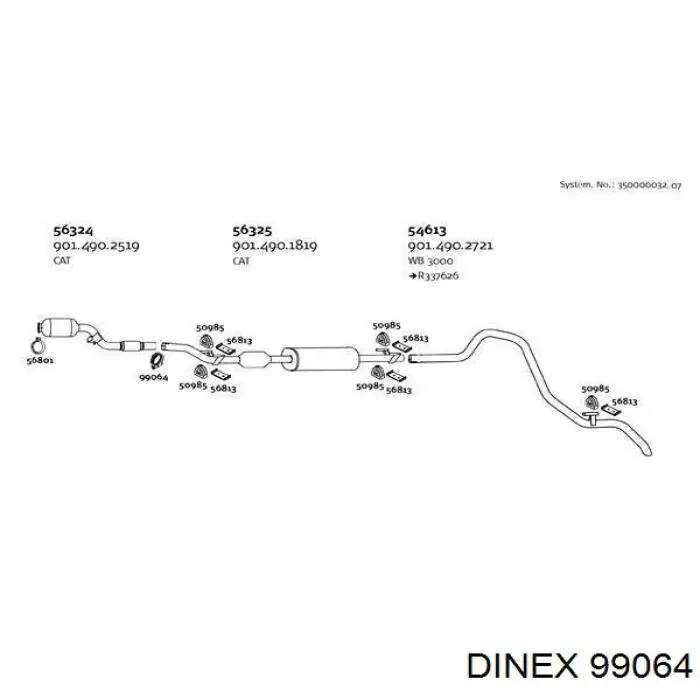 Купити 99064 Dinex Хомут кріплення глушника передній