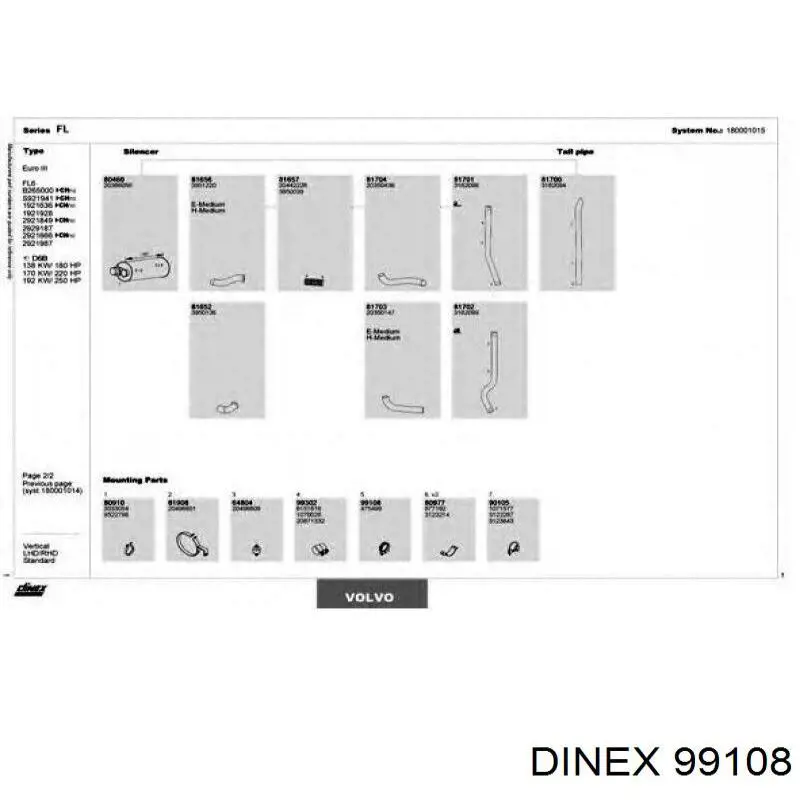 Кронштейн/хомут глушника, передній 99108 Dinex