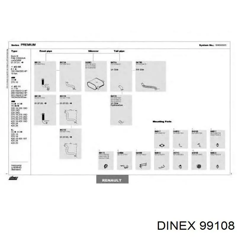 99108 Dinex Кріплення глушника переднє