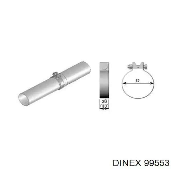99553 Dinex кронштейн/хомут глушника, передній