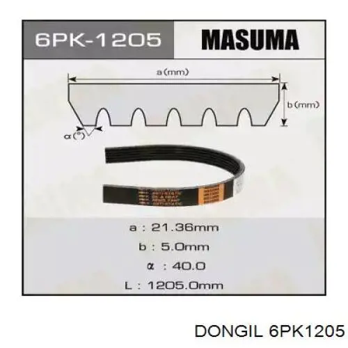 Купити 6PK1205 Dongil Ремінь генератора