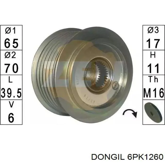 Ремінь приводний, агрегатів 6PK1260 Dongil