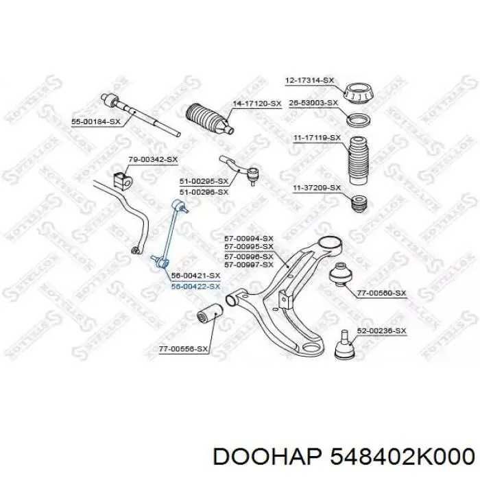 548402K000 Doohap Стійка стабілізатора, переднього, права
