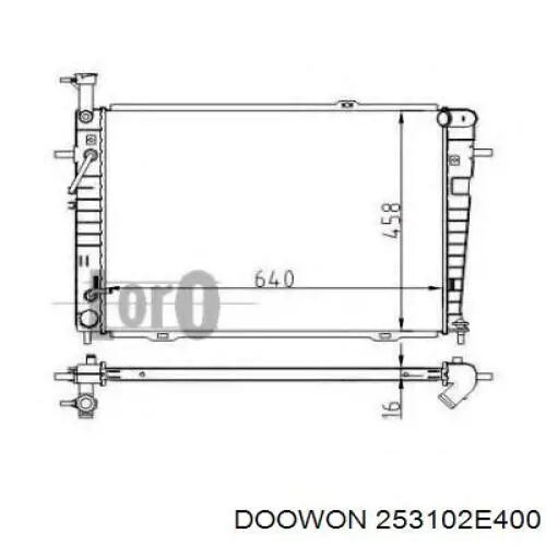Радіатор охолодження двигуна 253102E400 Doowon