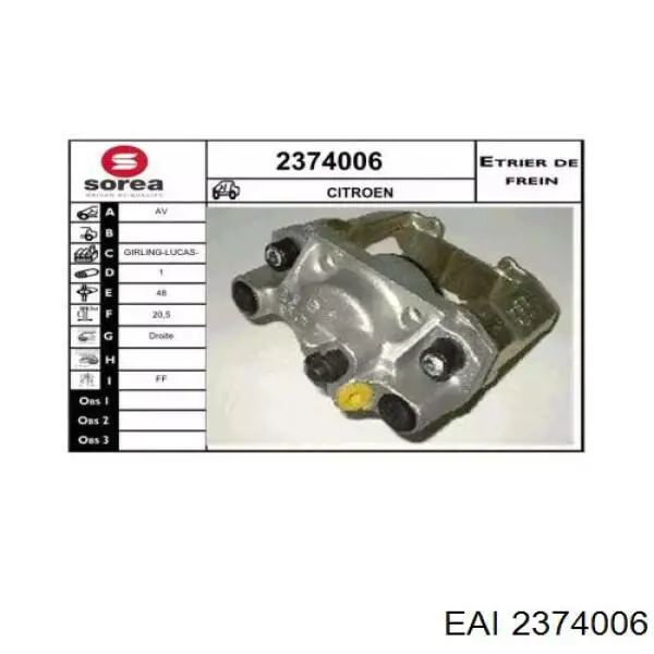 Супорт гальмівний передній правий 95614878 Peugeot/Citroen