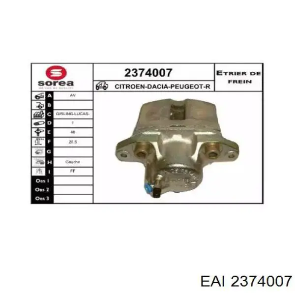 Супорт гальмівний передній лівий Euroklima CA673 ціна, від 37.49 USD