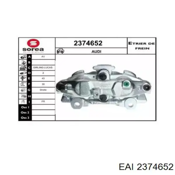 Супорт гальмівний передній правий 4D0615108B VAG